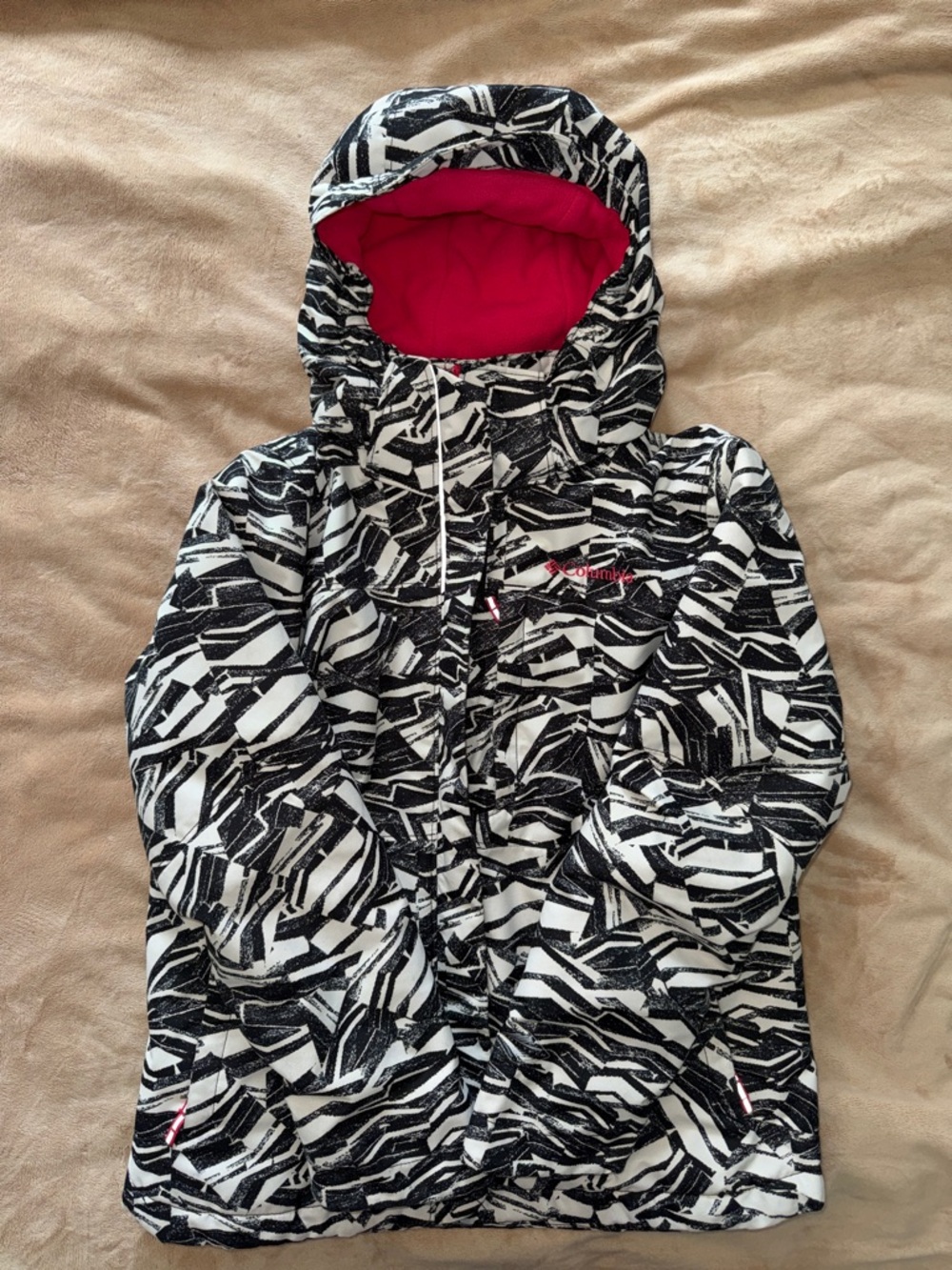 Columbia Kids Black & White Hooded Jacket - M